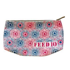 Clarins Feed 10 Canvas Cosmetic Small Pouch Red Blue